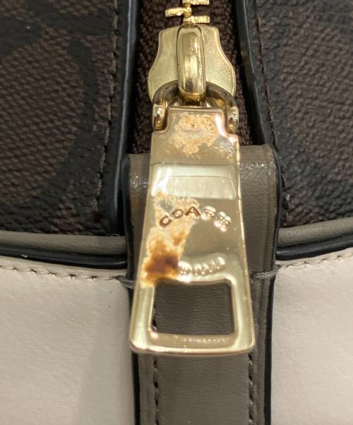 COACH（コーチ）COACH (コーチ) シグネチャー　ミニ シエラ サッチェル ブラウン×アイボリーの古着・服飾アイテム