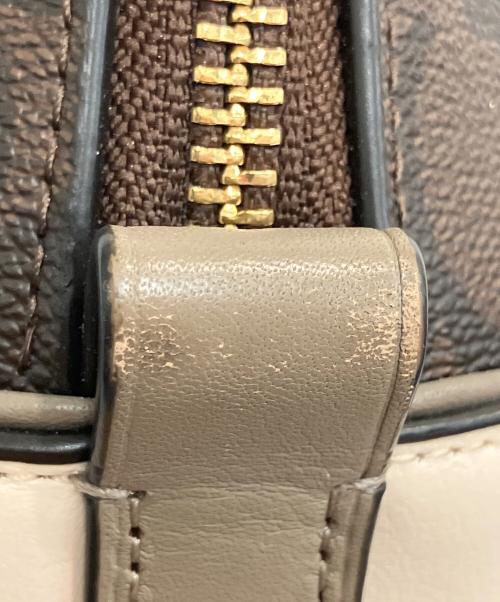 COACH（コーチ）COACH (コーチ) シグネチャー　ミニ シエラ サッチェル ブラウン×アイボリーの古着・服飾アイテム