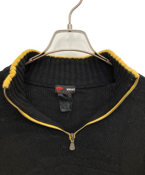 VERSACE（ヴェルサーチ）VERSACE (ヴェルサーチ) ハーフジップニット ブラック サイズ:SIZE Mの古着・服飾アイテム