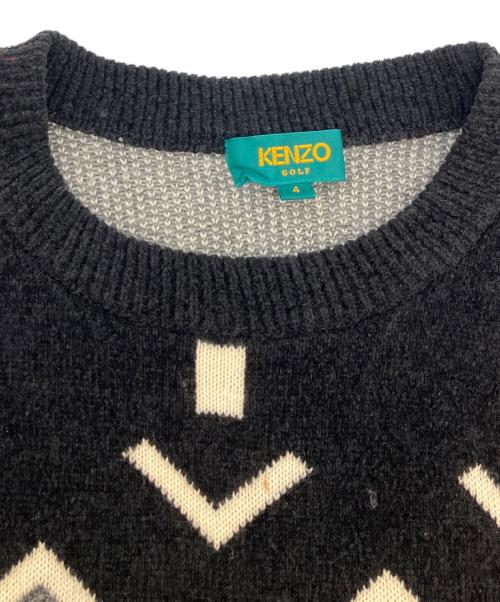 KENZO GOLF（ケンゾー ゴルフ）KENZO GOLF (ケンゾー ゴルフ) 厚手ニット グレー×ブラック サイズ:SIZE 4の古着・服飾アイテム