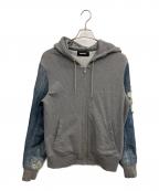 DIESELディーゼル）の古着「デニム生地切替ジップアップパーカー」｜グレー×ブルー