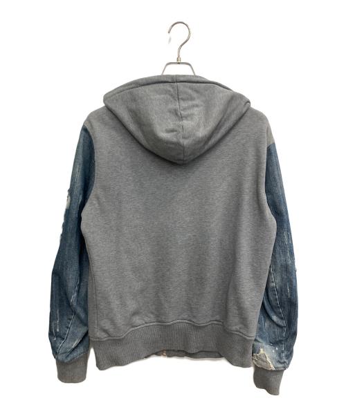 DIESEL（ディーゼル）DIESEL (ディーゼル) デニム生地切替ジップアップパーカー グレー×ブルー サイズ:SIZE Lの古着・服飾アイテム