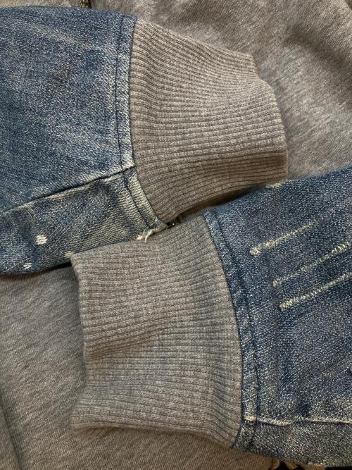 DIESEL（ディーゼル）DIESEL (ディーゼル) デニム生地切替ジップアップパーカー グレー×ブルー サイズ:SIZE Lの古着・服飾アイテム