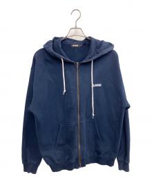 X-LARGE（エクストララージ）の古着「STANDARD LOGO ZIP HOODED SWEATSHIRT ジップパーカー」｜ネイビー