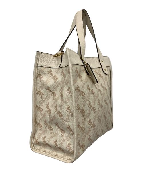 COACH（コーチ）COACH (コーチ) フィールドトート ホース アンド キャリッジ プリント2WAYトートバッグ アイボリー×ベージュの古着・服飾アイテム