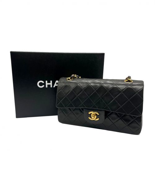 CHANEL（シャネル）CHANEL (シャネル) ダブルチェーンショルダーバッグ ブラックの古着・服飾アイテム