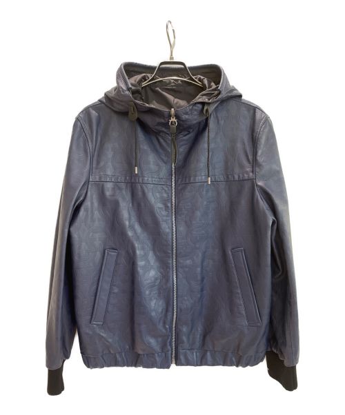 Salvatore Ferragamo（サルヴァトーレ フェラガモ）Salvatore Ferragamo (サルヴァトーレ フェラガモ) レザージャケット ネイビー サイズ:48の古着・服飾アイテム