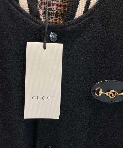 GUCCI（グッチ）GUCCI (グッチ) フェルトレザーボンバージャケット ブラック サイズ:46 未使用品の古着・服飾アイテム