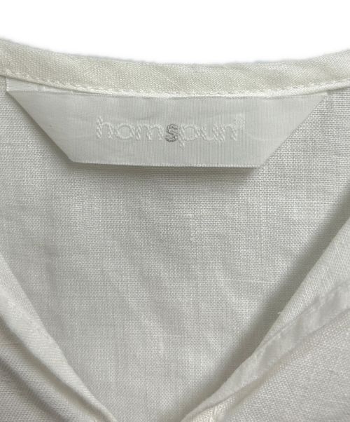 homspun（ホームスパン）homspun (ホームスパン) リネンバイオパフスリーブブラウス ホワイト サイズ:Sの古着・服飾アイテム