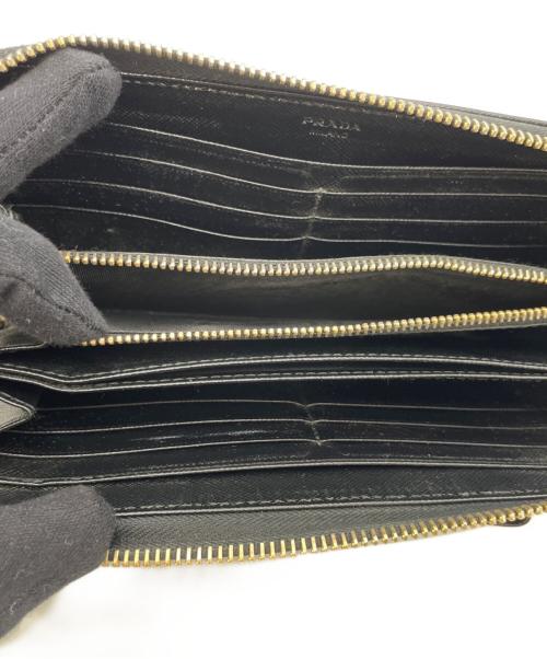 PRADA（プラダ）PRADA (プラダ) リボンラウンドファスナー長財布 ブラックの古着・服飾アイテム