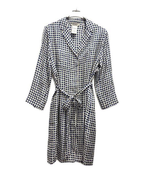 MaxMara（マックスマーラ）MaxMara (マックスマーラ) 総柄シャツワンピース アイボリー×ネイビー サイズ:Mの古着・服飾アイテム