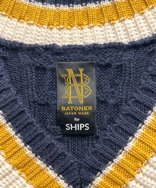 BATONER（バトナ―）BATONER (バトナ―) SHIPS (シップス) チルデンセーター ネイビー サイズ:Mの古着・服飾アイテム