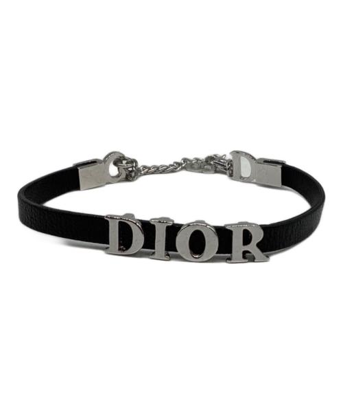 Christian Dior（クリスチャン ディオール）Christian Dior (クリスチャン ディオール) ロゴモチーフブレスレット ブラック×シルバーの古着・服飾アイテム