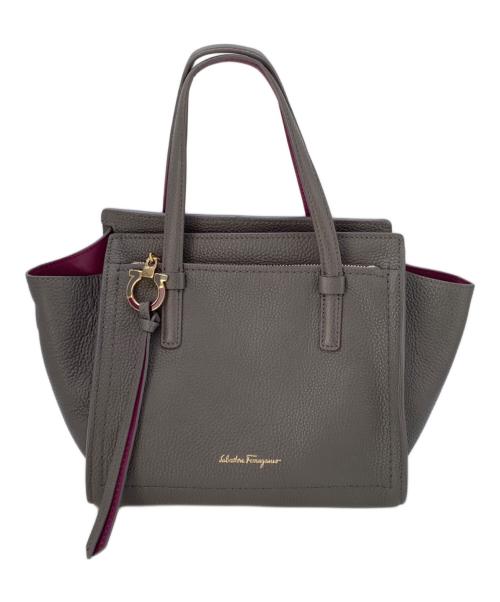 Salvatore Ferragamo（サルヴァトーレ フェラガモ）Salvatore Ferragamo (サルヴァトーレ フェラガモ) 2WAYショルダーバッグ グレー×パープルの古着・服飾アイテム