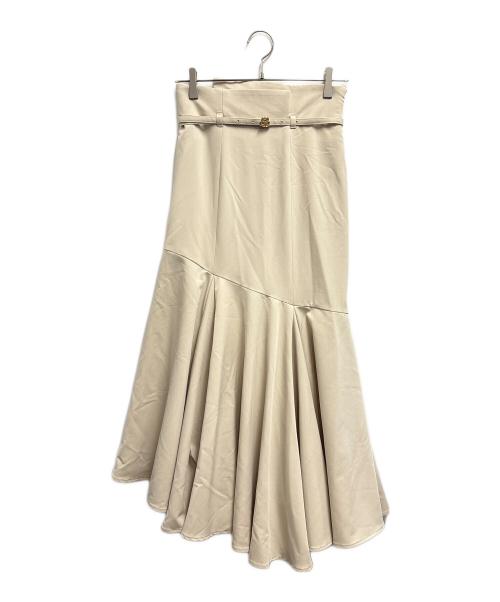 Snidel（スナイデル）Snidel (スナイデル) ベルベットヘムフレアスカート アイボリー サイズ:Mの古着・服飾アイテム