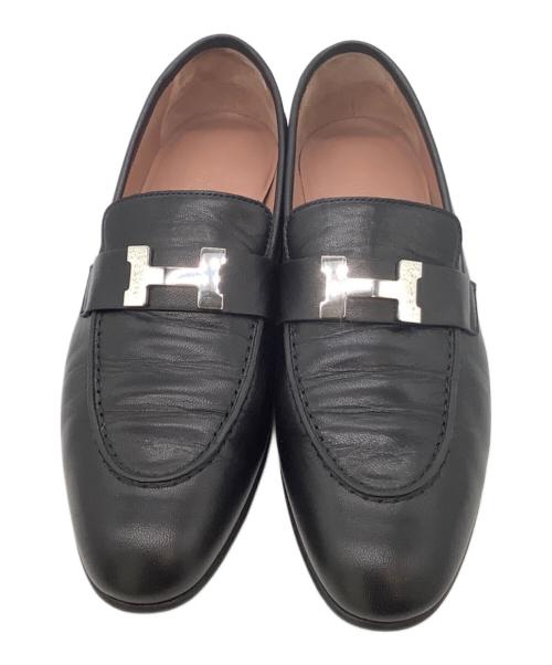 HERMES（エルメス）HERMES (エルメス) ローファー/モカシンパリ ブラック サイズ:39の古着・服飾アイテム