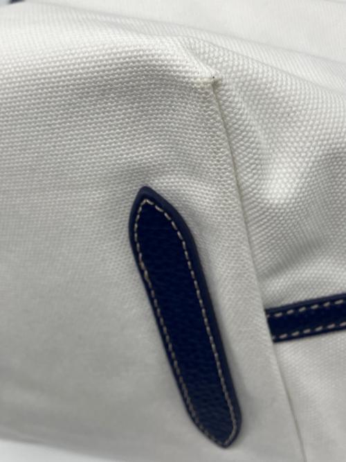 POLO RALPH LAUREN（ポロ・ラルフローレン）POLO RALPH LAUREN (ポロ・ラルフローレン) キャンバストートバッグ ホワイト×ネイビーの古着・服飾アイテム