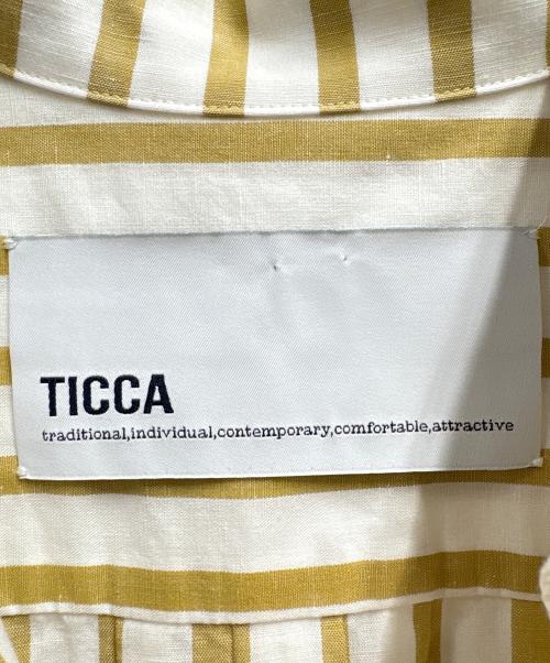 ticca（ティッカ）ticca (ティッカ) ストライプリネン混ノースリーブワンピース ホワイト×イエロー サイズ:FREEの古着・服飾アイテム