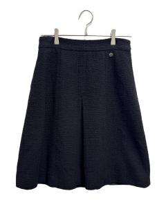 中古・古着通販】CHANEL (シャネル) ツイードスカート ホワイト×グレー