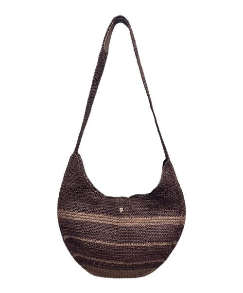 HELEN KAMINSKI（ヘレンカミンスキー）HELEN KAMINSKI (ヘレンカミンスキー) ラフィアショルダーバッグ ブラウン×ベージュの古着・服飾アイテム