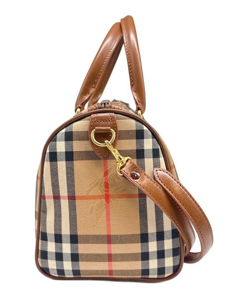 Burberry's（バーバリー）Burberry's (バーバリーズ) ミニボストンバッグ ブラウン×ブラック×レッドの古着・服飾アイテム
