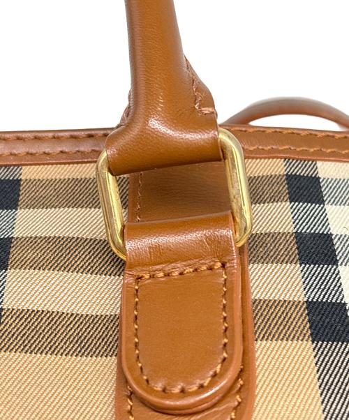 Burberry's（バーバリー）Burberry's (バーバリーズ) ミニボストンバッグ ブラウン×ブラック×レッドの古着・服飾アイテム