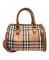 Burberry's (バーバリーズ) ミニボストンバッグ ブラウン×ブラック×レッド：8000円