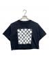 MM6 Maison Margiela（エムエムシックスメゾンマルジェラ）の古着「クロップドTシャツ / CHECKERS PRINTED SHORT TEE」｜ブラック