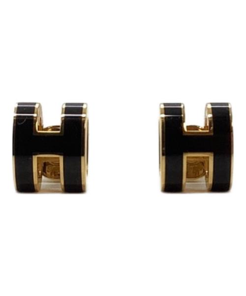 HERMES（エルメス）HERMES (エルメス) ピアス/ミニポップアッシュ ブラック×ゴールドの古着・服飾アイテム