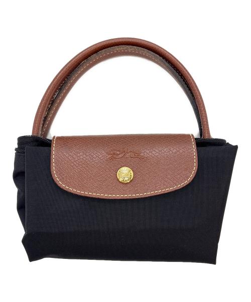 LONGCHAMP（ロンシャン）LONGCHAMP (ロンシャン) 折りたたみバッグ ブラック×ブラウンの古着・服飾アイテム