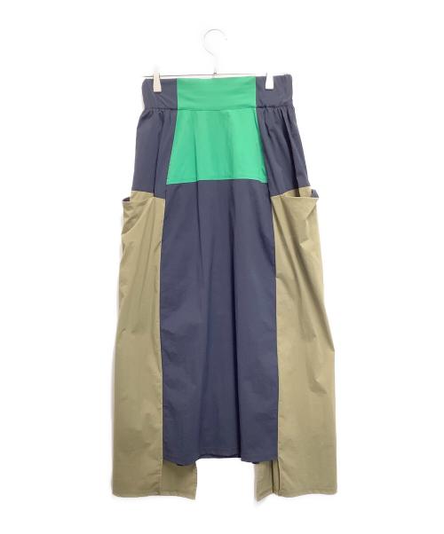 HeRIN.CYE（ヘリンドットサイ）HeRIN.CYE (ヘリンドットサイ) ナイロンスカート/HeRIN.CYE カーキ×ブラック サイズ:FREEの古着・服飾アイテム