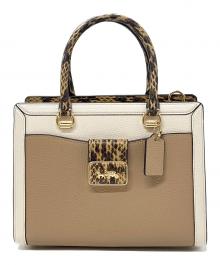 COACH（コーチ）の古着「2WAYショルダーバッグ / グレース キャリーオール」｜ブラウン×ホワイト