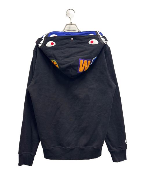 A BATHING APE（ア ベイシング エイプ）A BATHING APE (ア ベイシング エイプ) SHARK FULL ZIP DOUBLE HOODIE ブラック サイズ:XLの古着・服飾アイテム