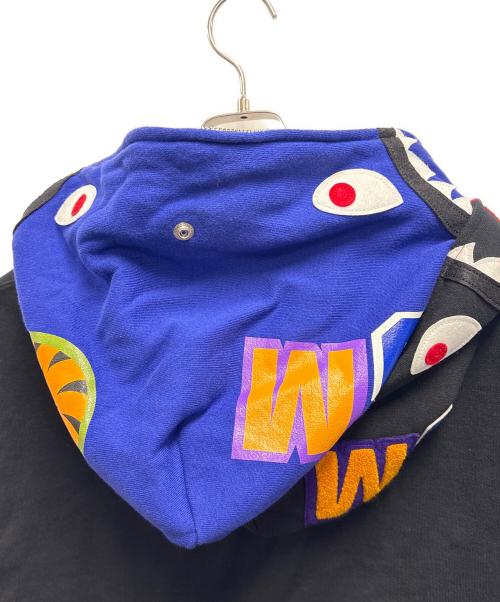 A BATHING APE（ア ベイシング エイプ）A BATHING APE (ア ベイシング エイプ) SHARK FULL ZIP DOUBLE HOODIE ブラック サイズ:XLの古着・服飾アイテム