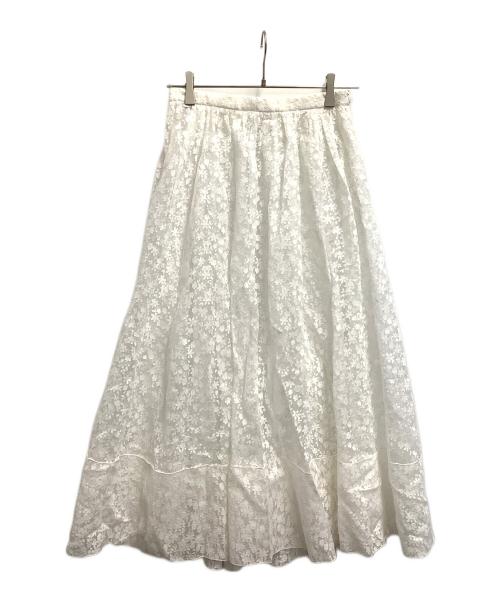 BLAMINK（ブラミンク）BLAMINK (ブラミンク) フラワープリントギャザースカート ホワイト サイズ:SIZE 36の古着・服飾アイテム