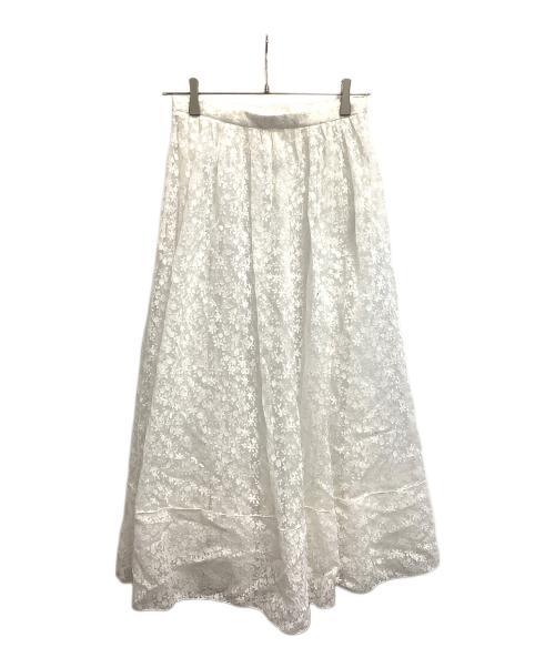 BLAMINK（ブラミンク）BLAMINK (ブラミンク) フラワープリントギャザースカート ホワイト サイズ:SIZE 36の古着・服飾アイテム