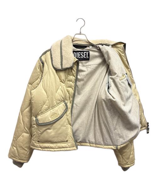 DIESEL（ディーゼル）DIESEL (ディーゼル) 中綿ジップブルゾン / キルティングジャケット ベージュ サイズ:Sの古着・服飾アイテム