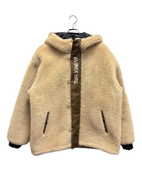 AVIREX（アヴィレックス）AVIREX (アヴィレックス) ボアフーデッドジャケット ベージュ サイズ:2XLの古着・服飾アイテム