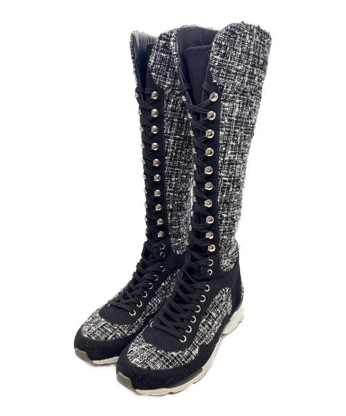 CHANEL（シャネル）CHANEL (シャネル) ラウンドトゥ ココマークロングブーツ ブラック サイズ:37の古着・服飾アイテム