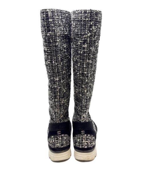CHANEL（シャネル）CHANEL (シャネル) ラウンドトゥ ココマークロングブーツ ブラック サイズ:37の古着・服飾アイテム