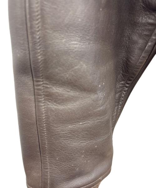 PAUL SMITH（ポールスミス）PAUL SMITH (ポールスミス) Harris Tweed (ハリスツイード) 袖レザー切替スタジャン ブラウン×グリーン サイズ:Mの古着・服飾アイテム