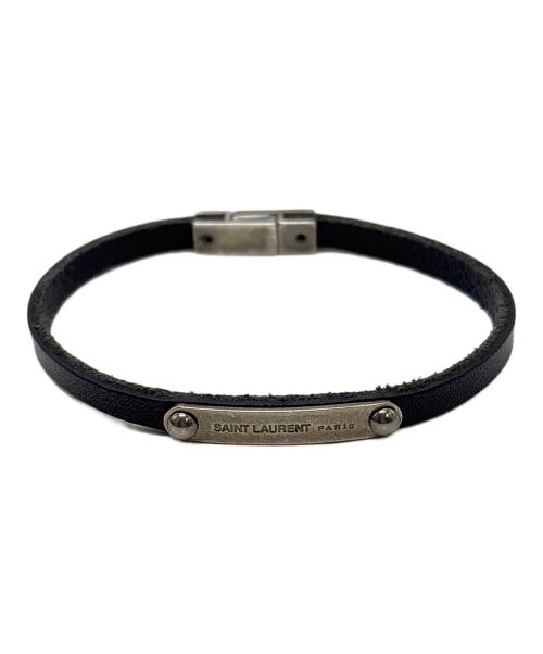 Saint Laurent Paris（サンローランパリ）Saint Laurent Paris (サンローランパリ) レザー&パラジウム ブレスレット ブラックの古着・服飾アイテム