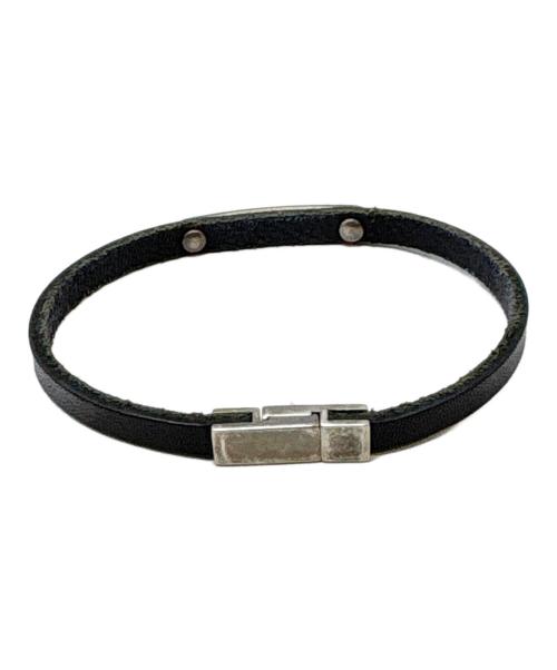 Saint Laurent Paris（サンローランパリ）Saint Laurent Paris (サンローランパリ) レザー&パラジウム ブレスレット ブラックの古着・服飾アイテム
