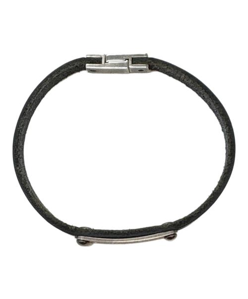 Saint Laurent Paris（サンローランパリ）Saint Laurent Paris (サンローランパリ) レザー&パラジウム ブレスレット ブラックの古着・服飾アイテム