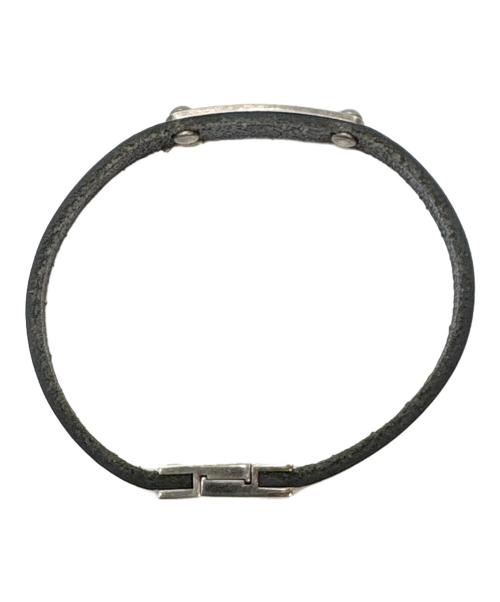 Saint Laurent Paris（サンローランパリ）Saint Laurent Paris (サンローランパリ) レザー&パラジウム ブレスレット ブラックの古着・服飾アイテム