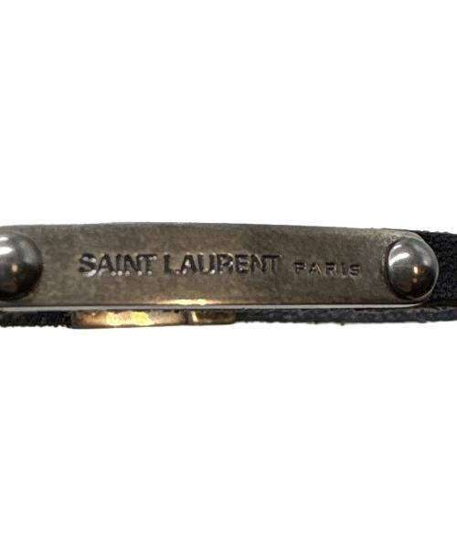 Saint Laurent Paris（サンローランパリ）Saint Laurent Paris (サンローランパリ) レザー&パラジウム ブレスレット ブラックの古着・服飾アイテム