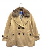 BURBERRYバーバリー）の古着「アンゴラ混ダブルコート」｜ベージュ