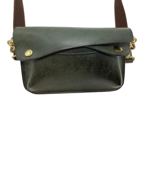 BEERBELLY（ビアベリー）BEERBELLY (ビアベリー) レザーショルダーバッグ グリーンの古着・服飾アイテム