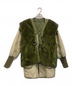 KASTANEカスタネ）の古着「キルティングコート」｜ベージュ×グリーン