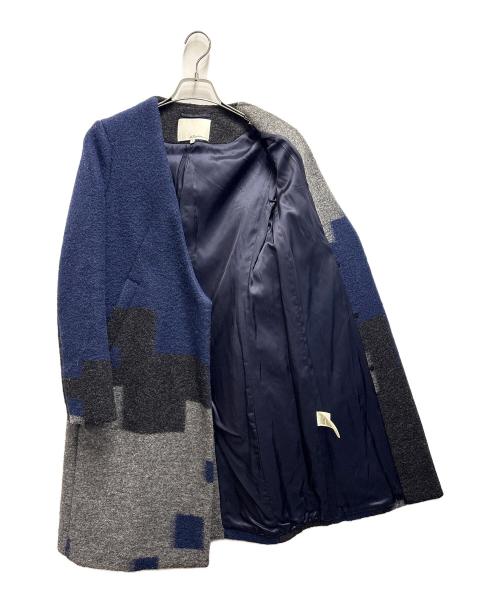 3.1 phillip lim（スリーワンフィリップリム）3.1 phillip lim (スリーワンフィリップリム) ウールコート ネイビー×グレー サイズ:6の古着・服飾アイテム